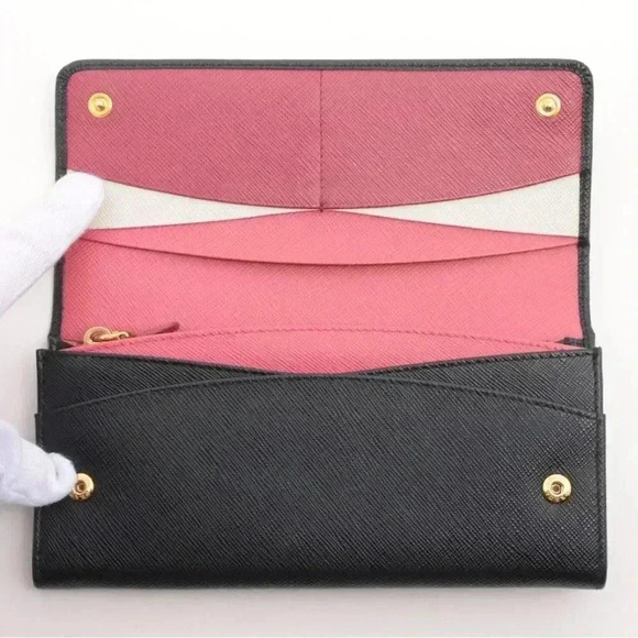 AUTHENTIC Prada Saffiano Metal Continental Flap Wallet multi color inside - Picture 8 of 16